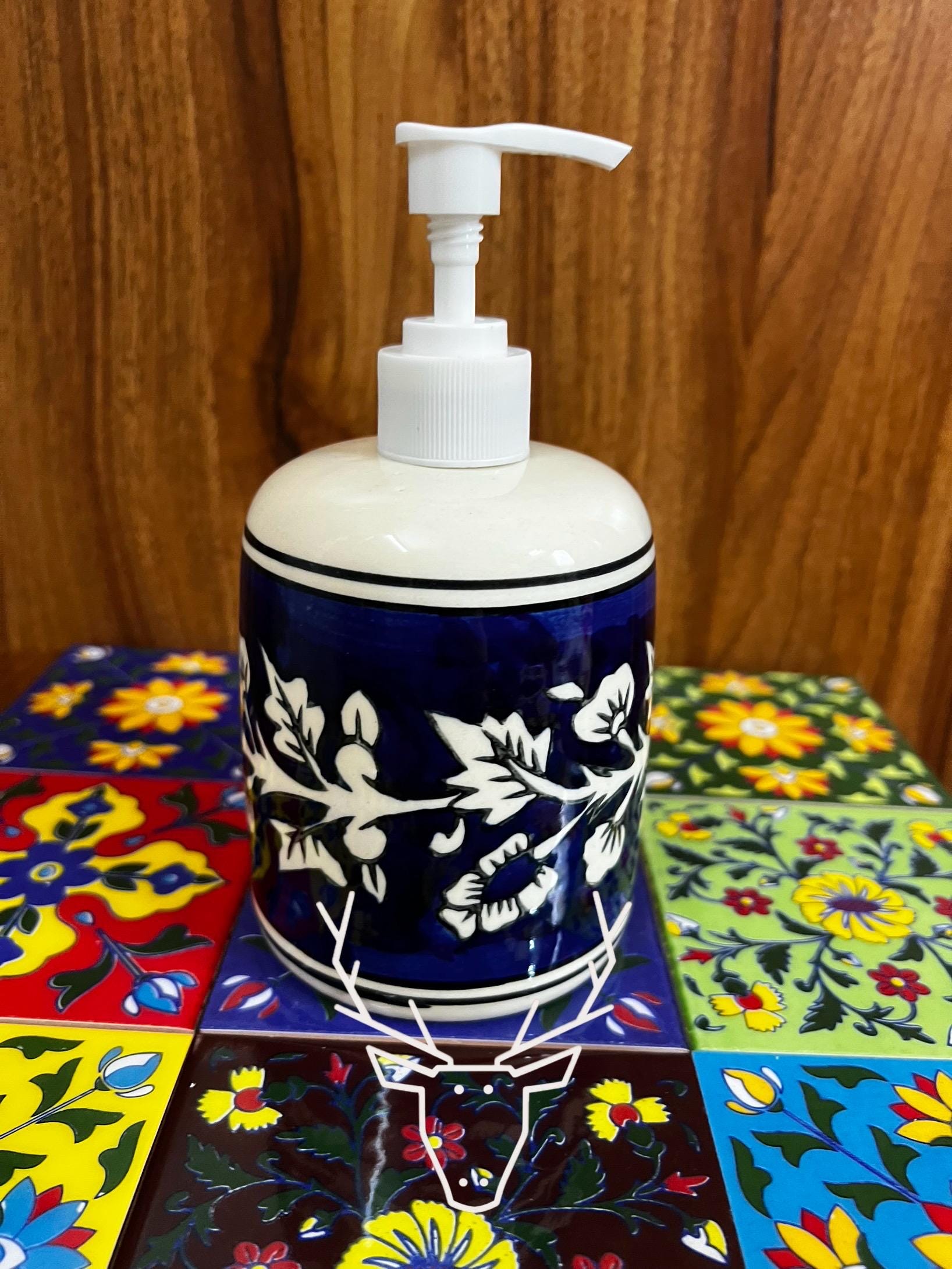 Hand-Painted Blue Soap Pump