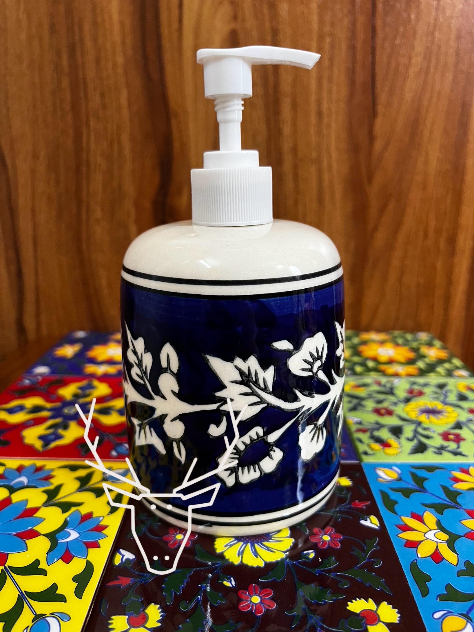 Hand-Painted Blue Soap Pump