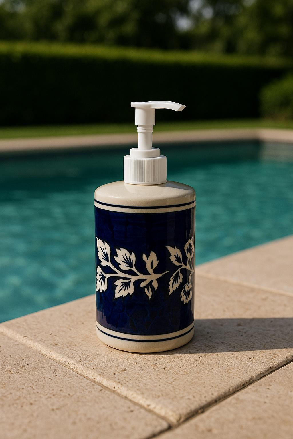 Blue Floral Soap Dispenser