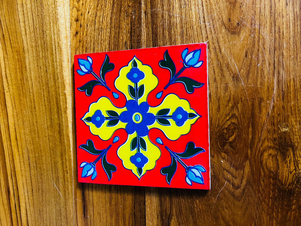 40 Assorted Handpainted Ceramic Glazed Tiles - 3x3 Inch Hand Painted Floral Wall Decor