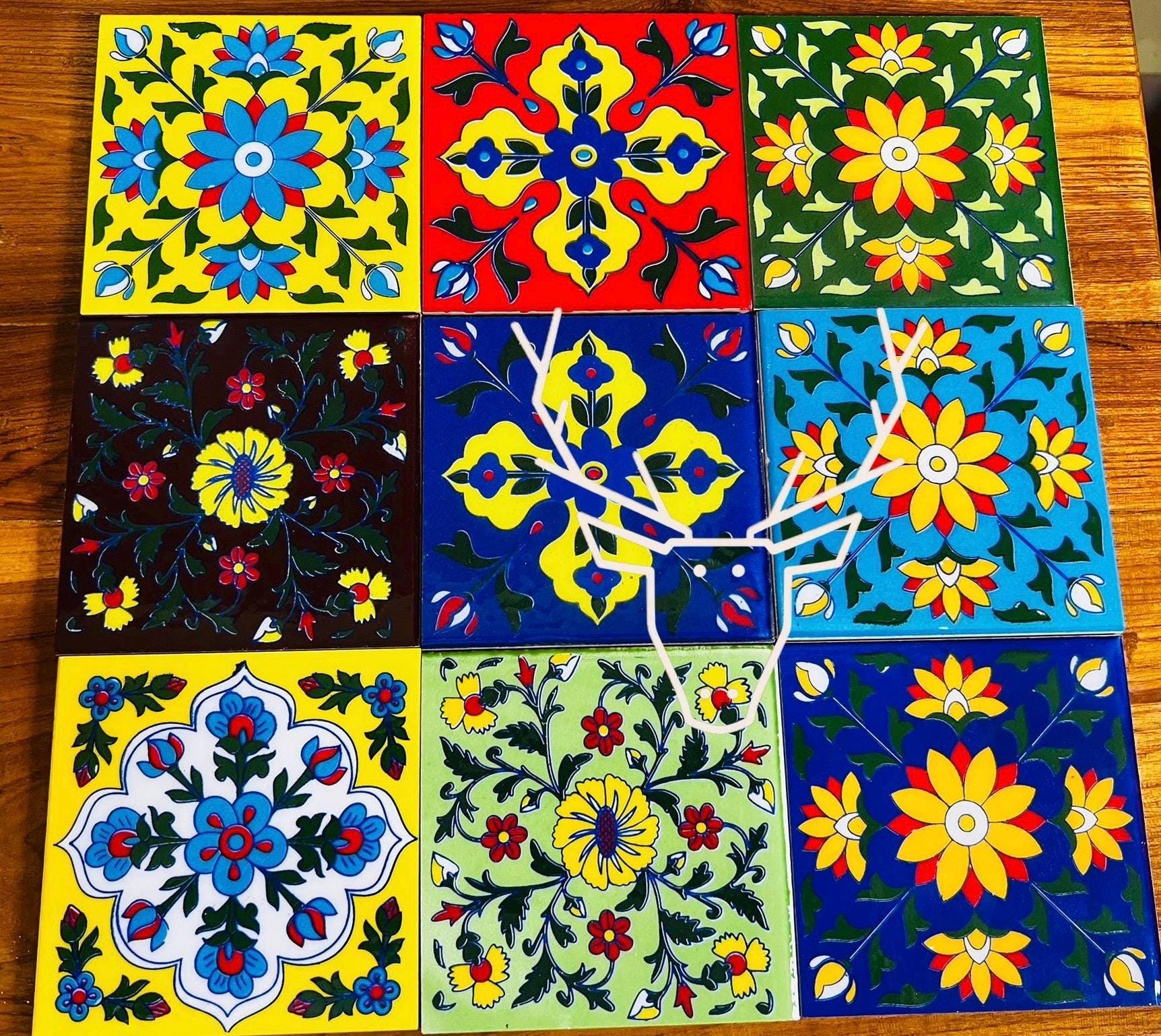 Handpainted Floral Tiles 4x4