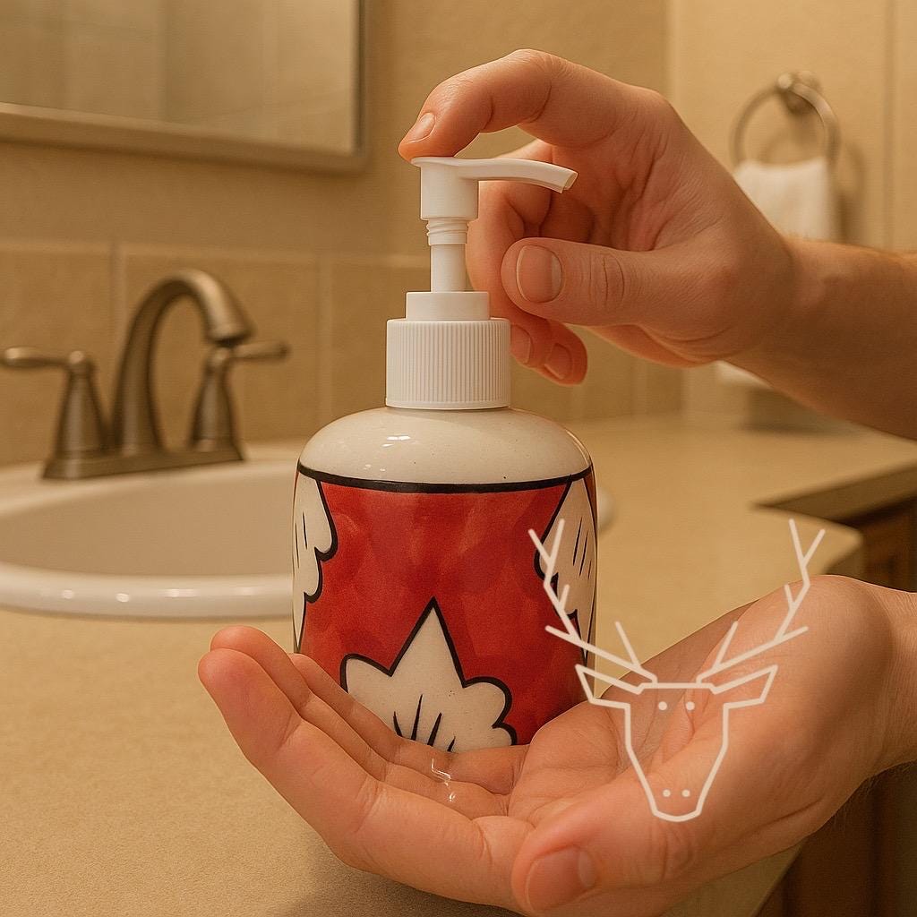 Red Floral Ceramic Soap Pump