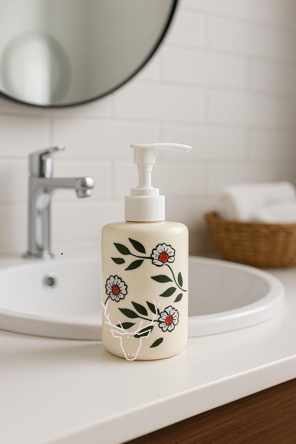 Floral Ceramic Soap Dispenser