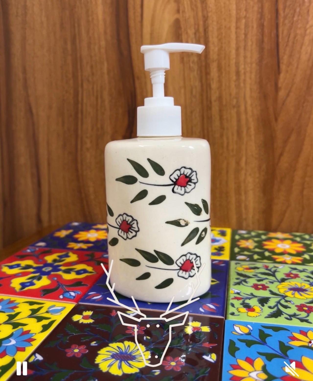 Floral Ceramic Soap Dispenser