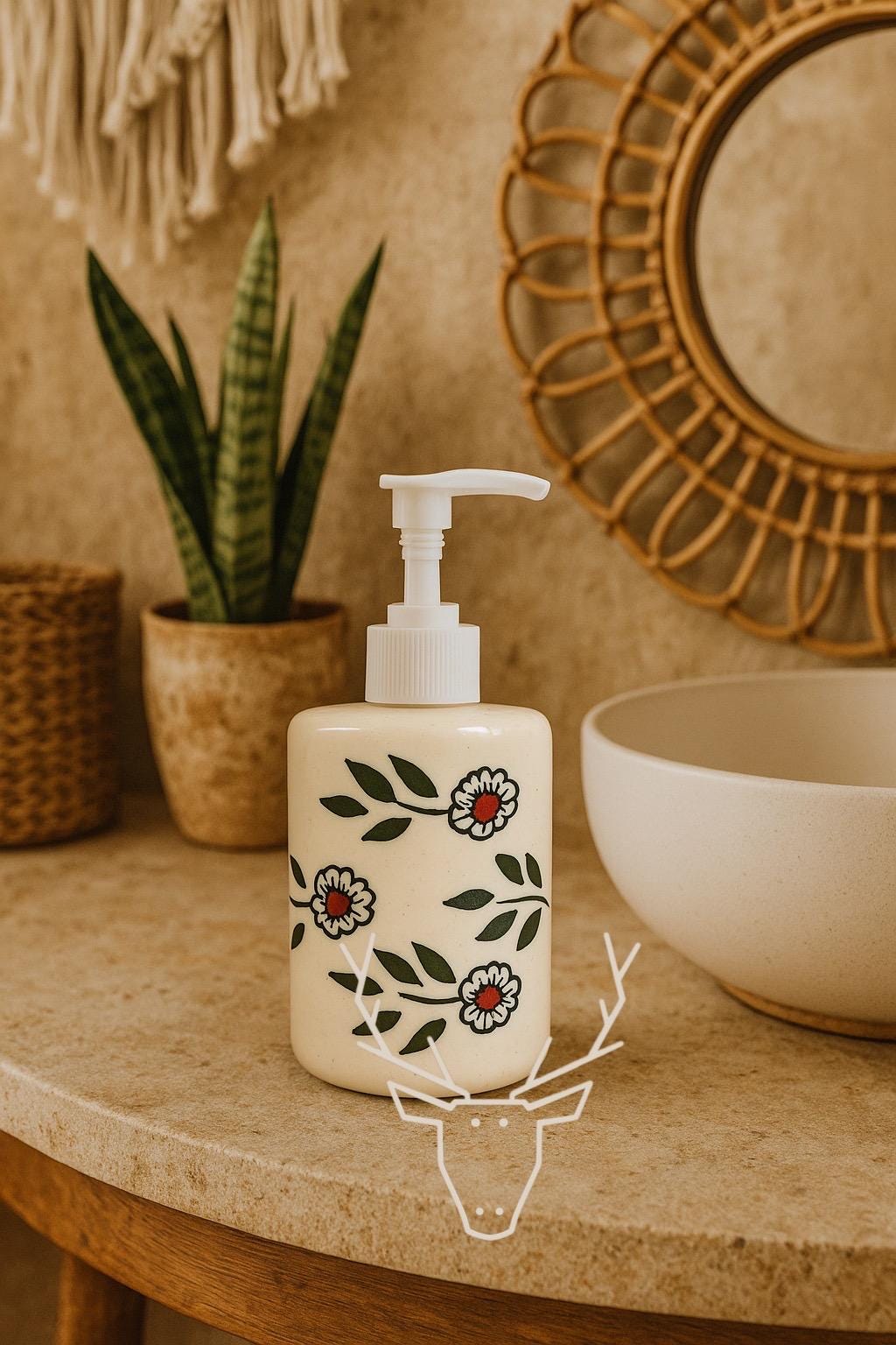 Floral Ceramic Soap Dispenser