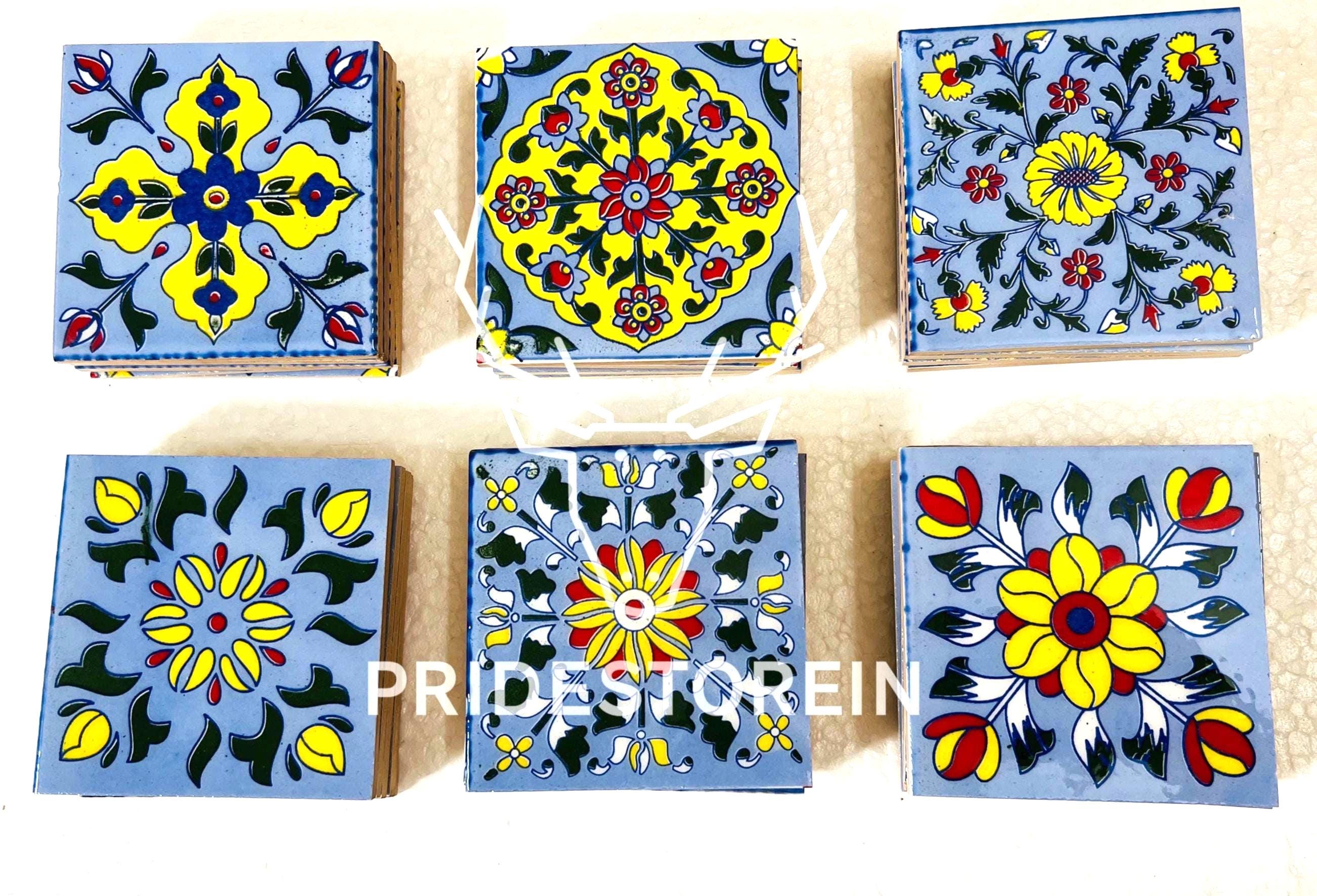 Hand Painted Floral Tiles 4x4