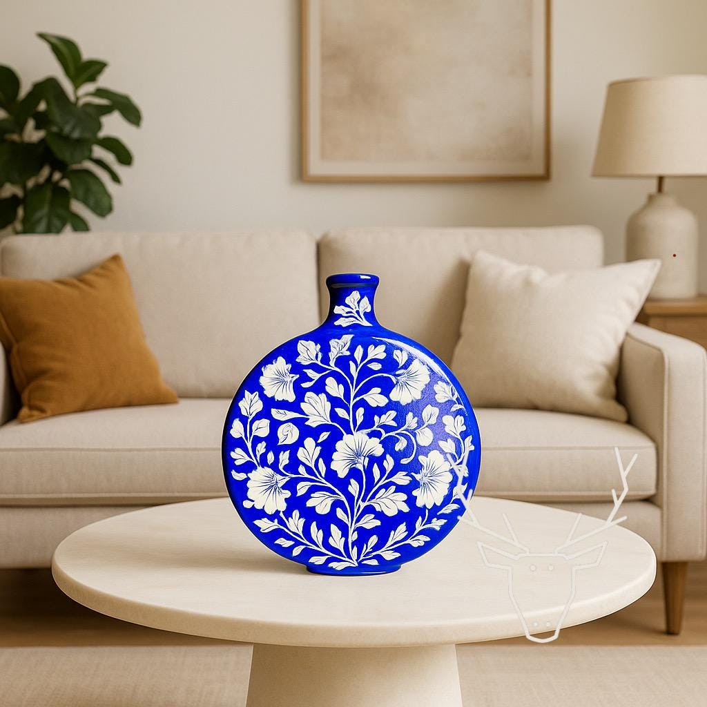 Royal Blue Hand-Painted Vase