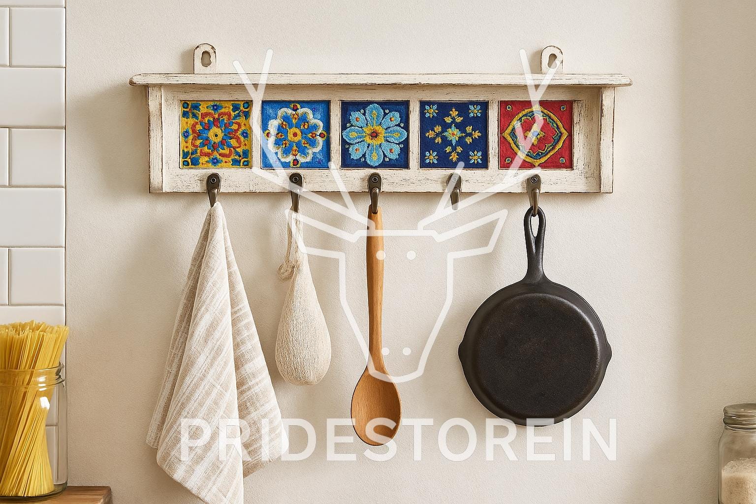 Chic Tile Key Rack for Entryway