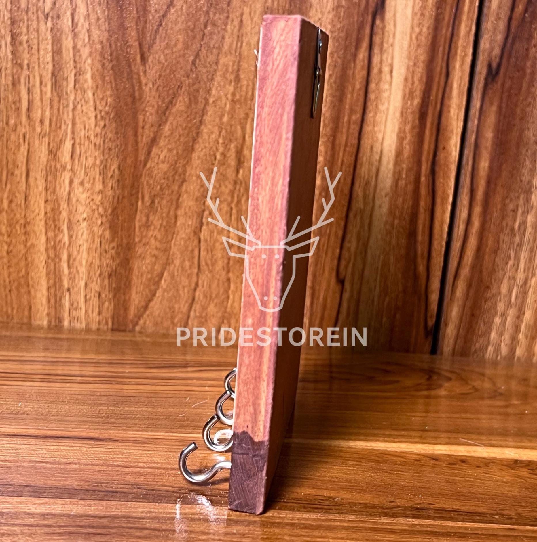 Boho Wood Key Holder, 4 Hooks