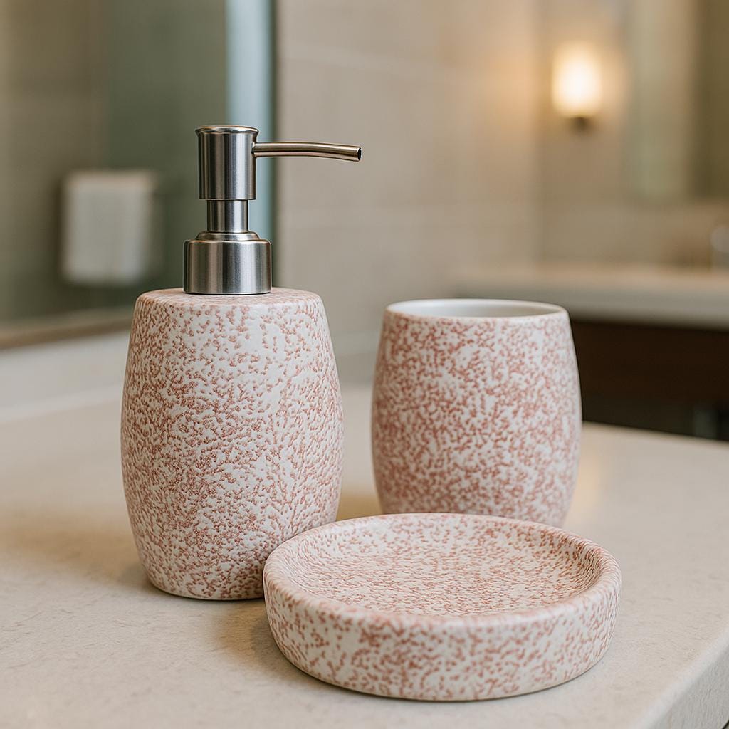 Rustic Red Ceramic Bath Set