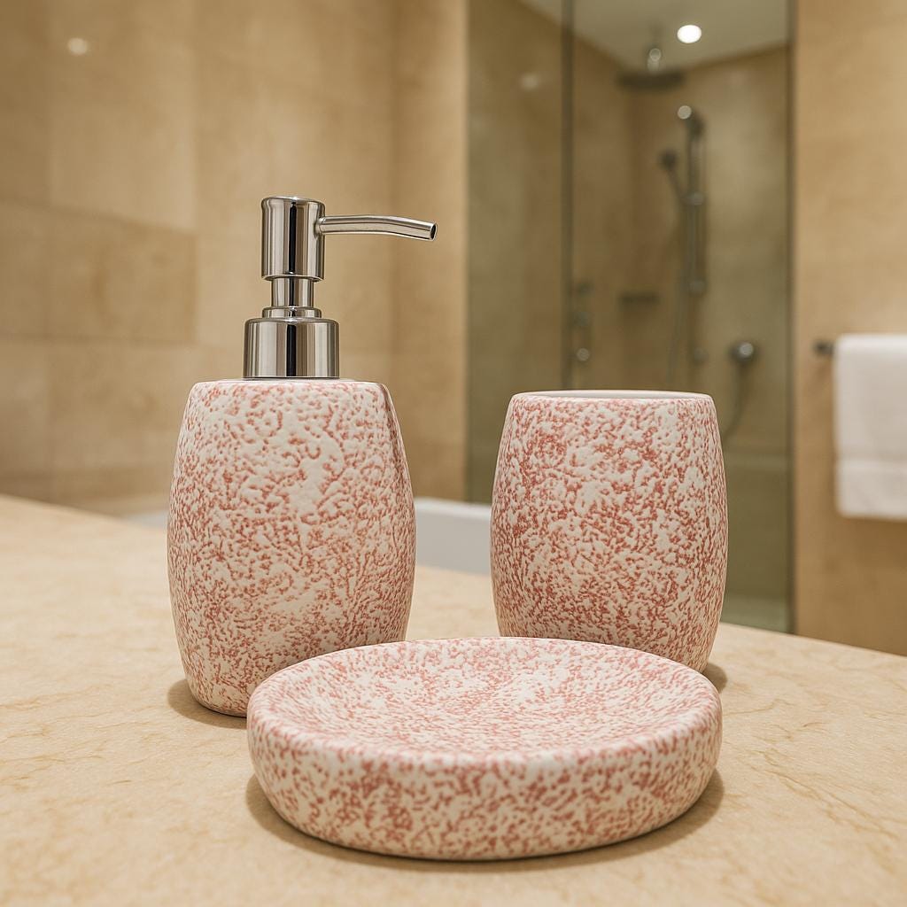 Chic Pink Ceramic Bath Set