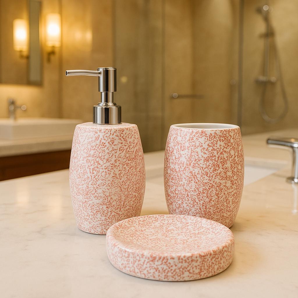 Chic Pink Ceramic Bath Set