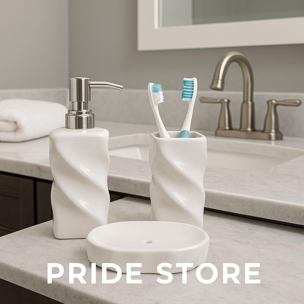 Modern White Ceramic Bathroom Accessory Set Soap Dispenser Toothbrush Holder Soap Dish Gift