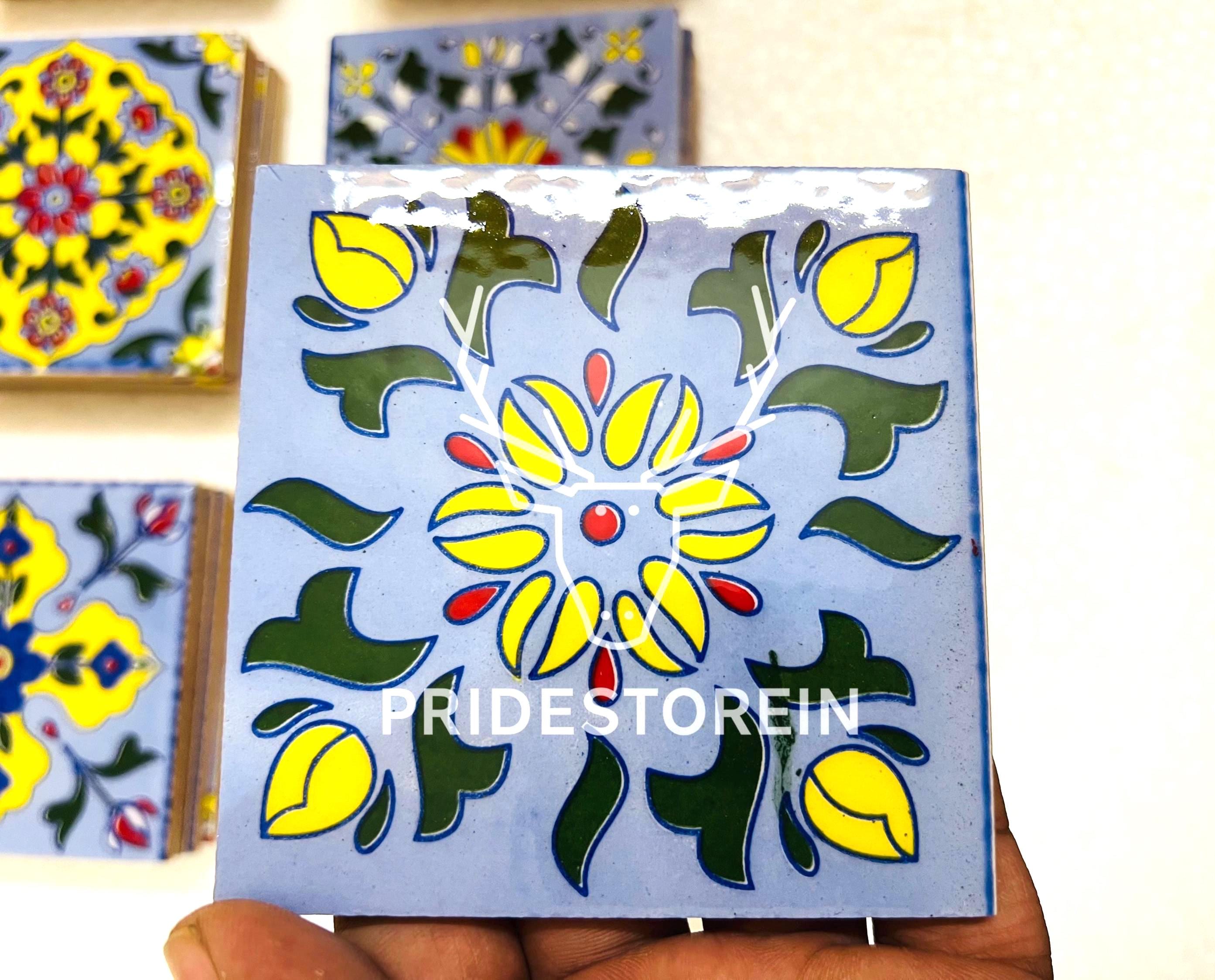 Hand Painted Floral Tiles 4x4