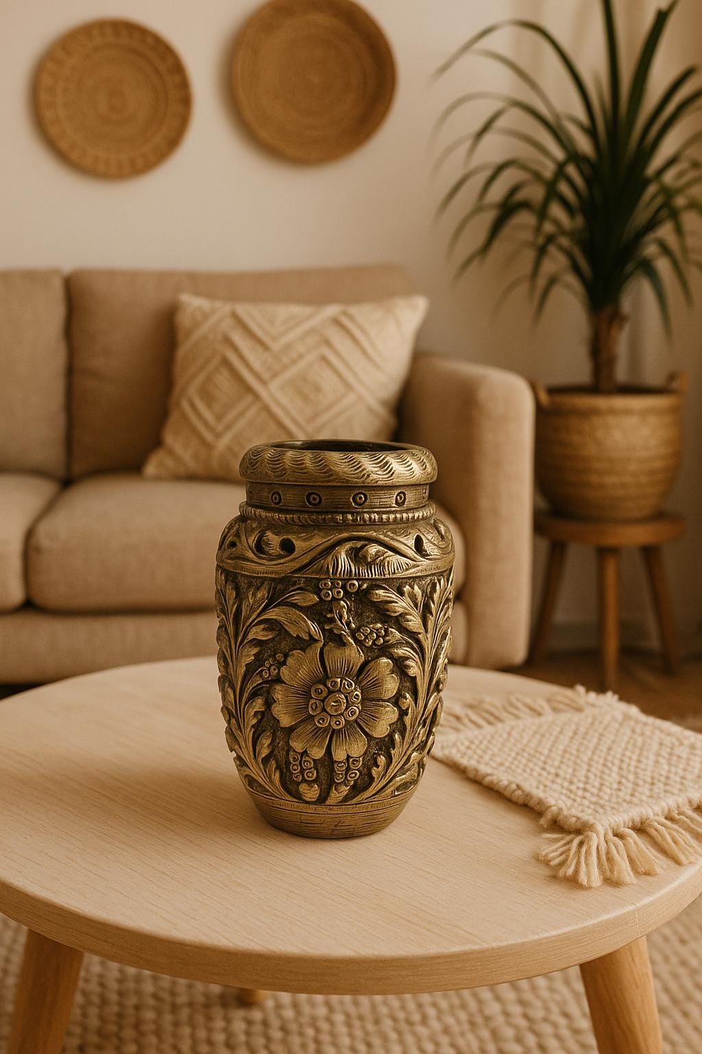 Hand Carved Wooden Vase Gift