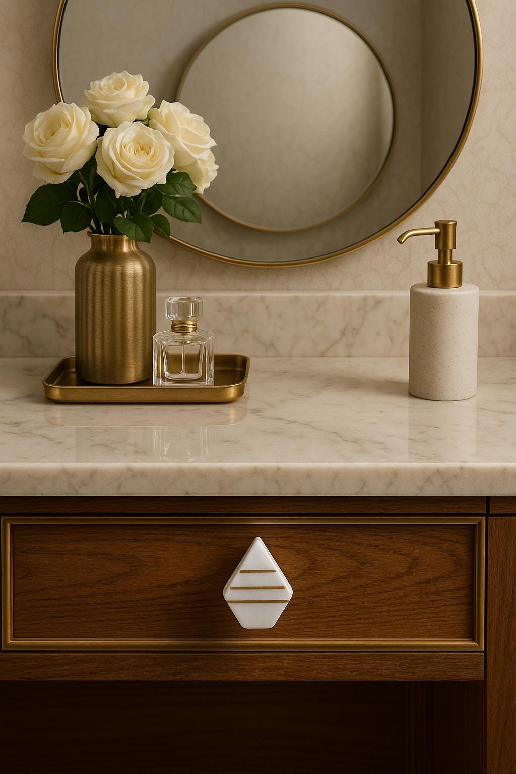 Elegant Marble & Brass Knobs