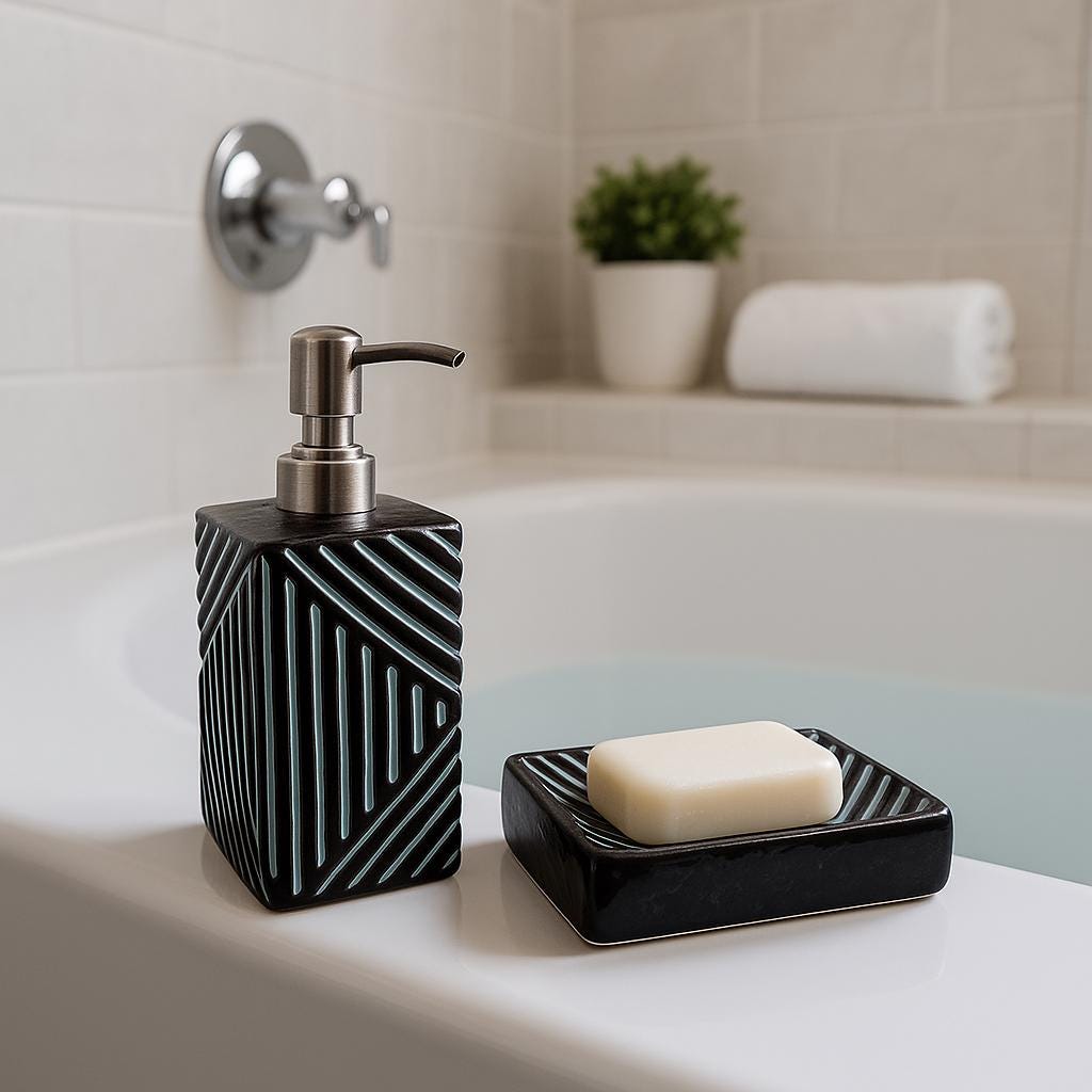 Modern Black & Blue Bath Set