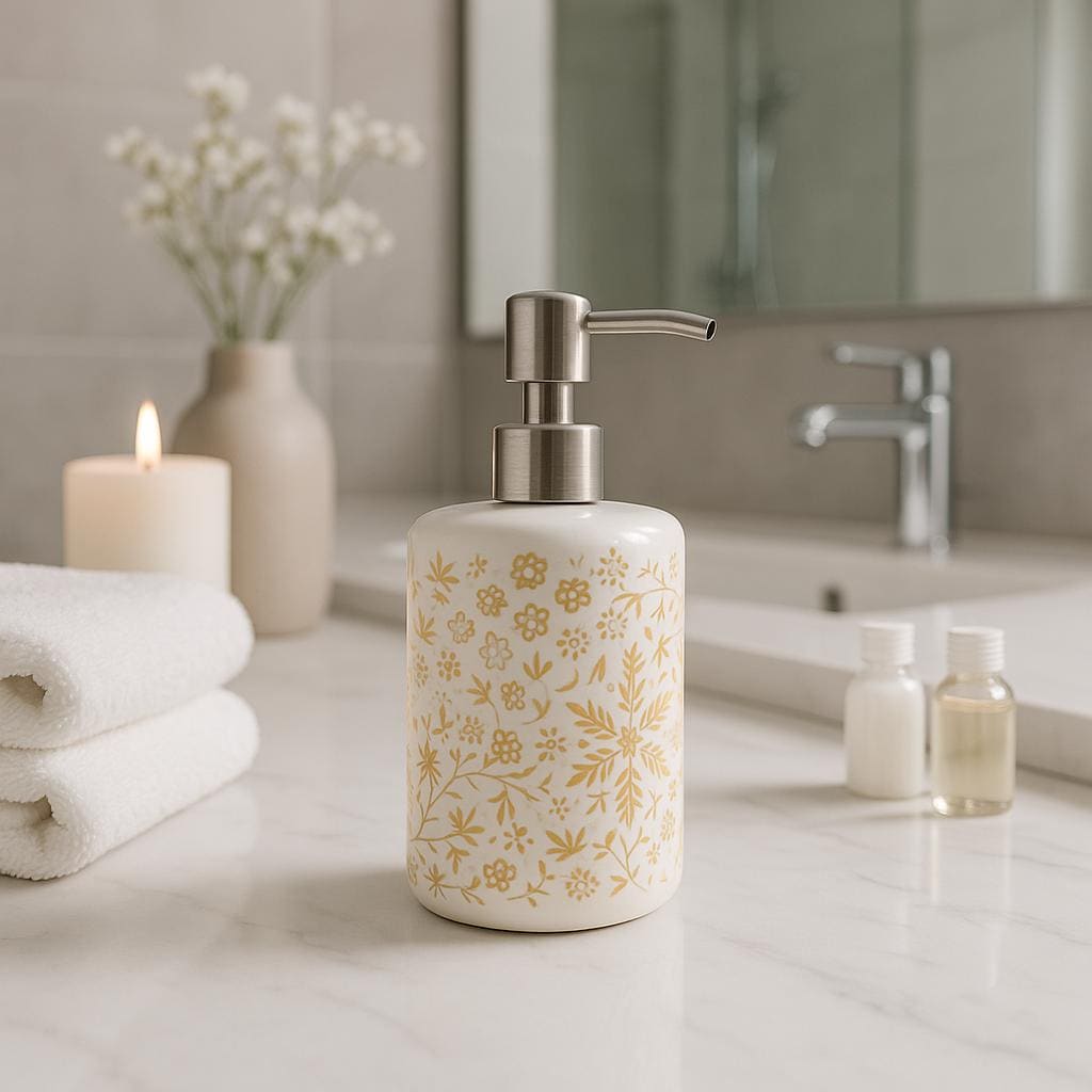 Golden Floral Soap Dispenser