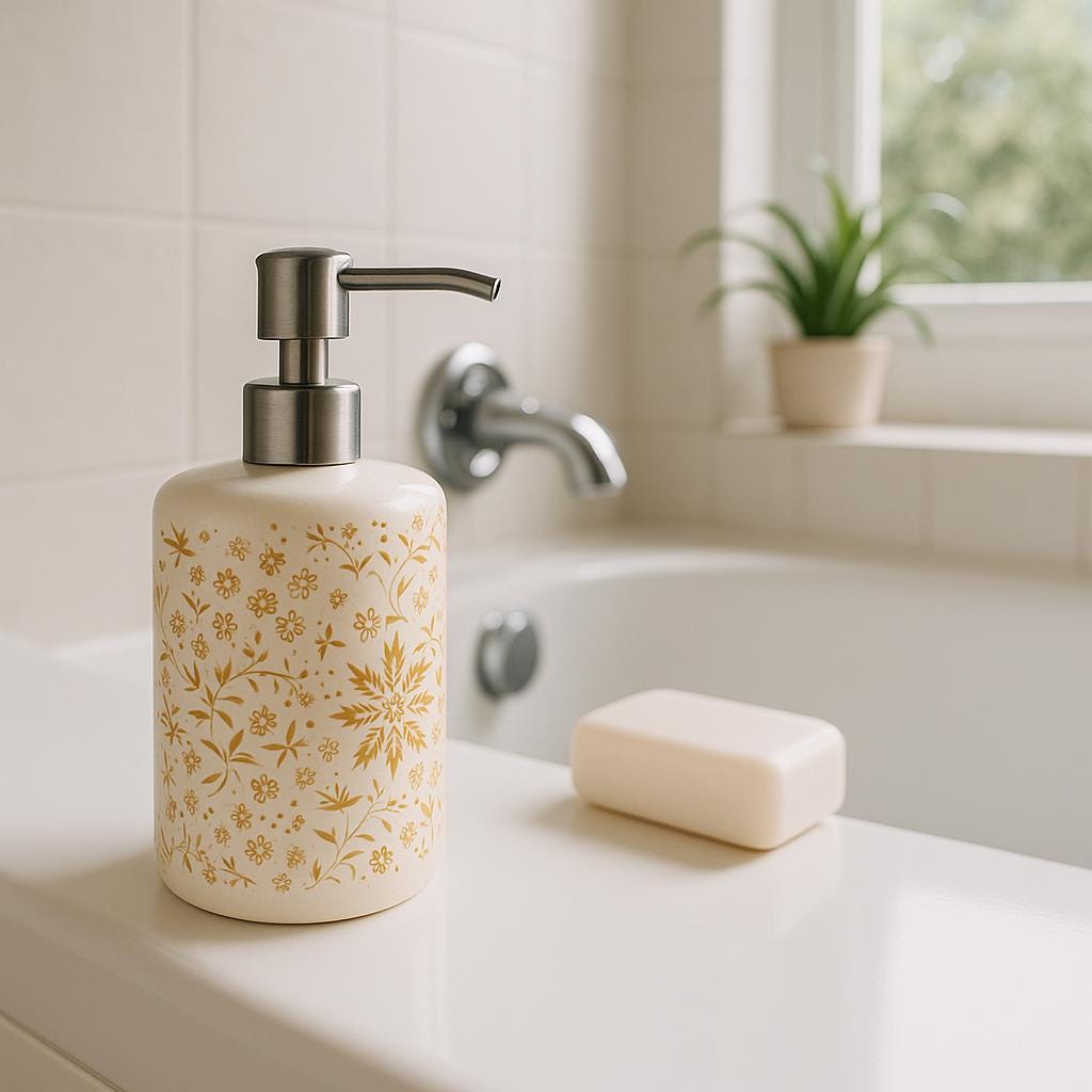 Golden Floral Soap Dispenser