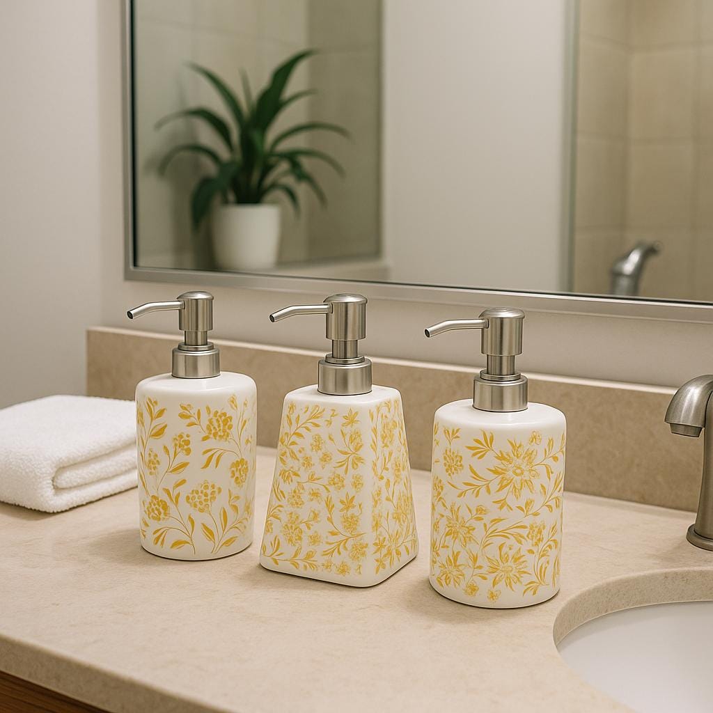 Chic Floral Soap Dispenser Set