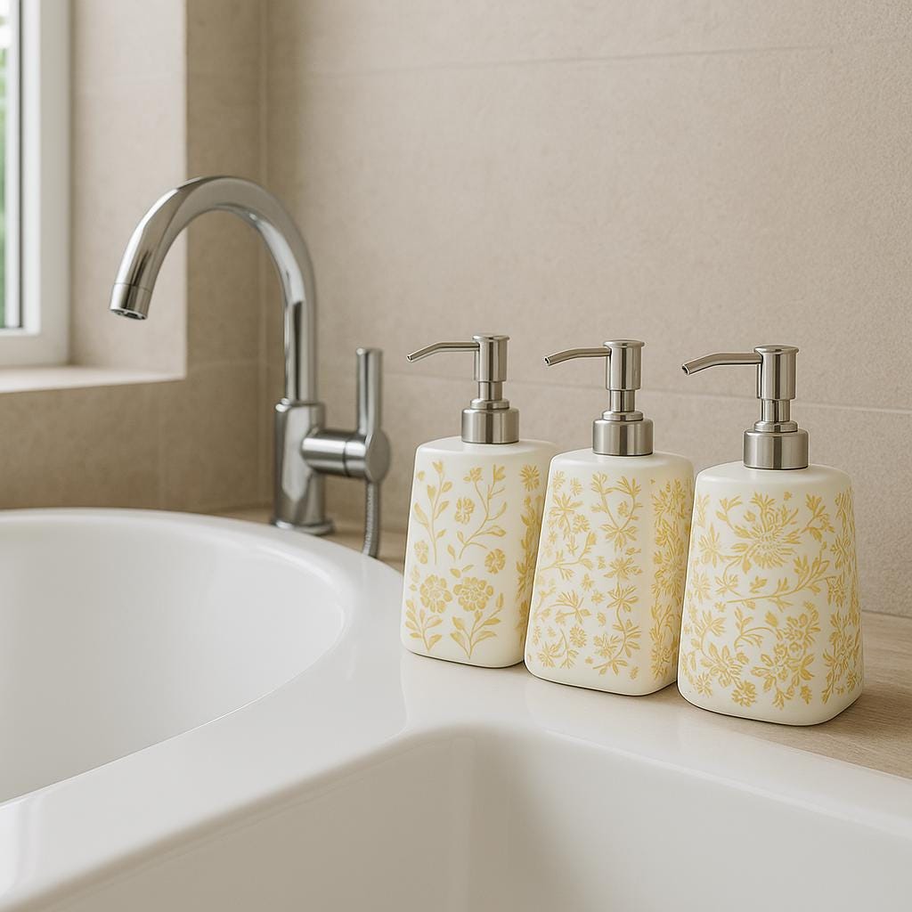 Chic Floral Soap Dispenser Set