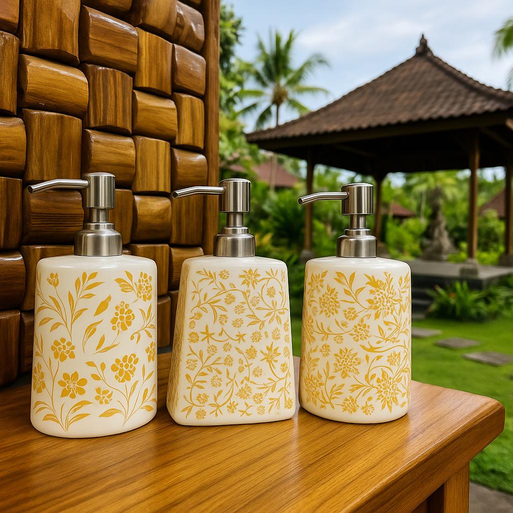 Chic Floral Soap Dispenser Set
