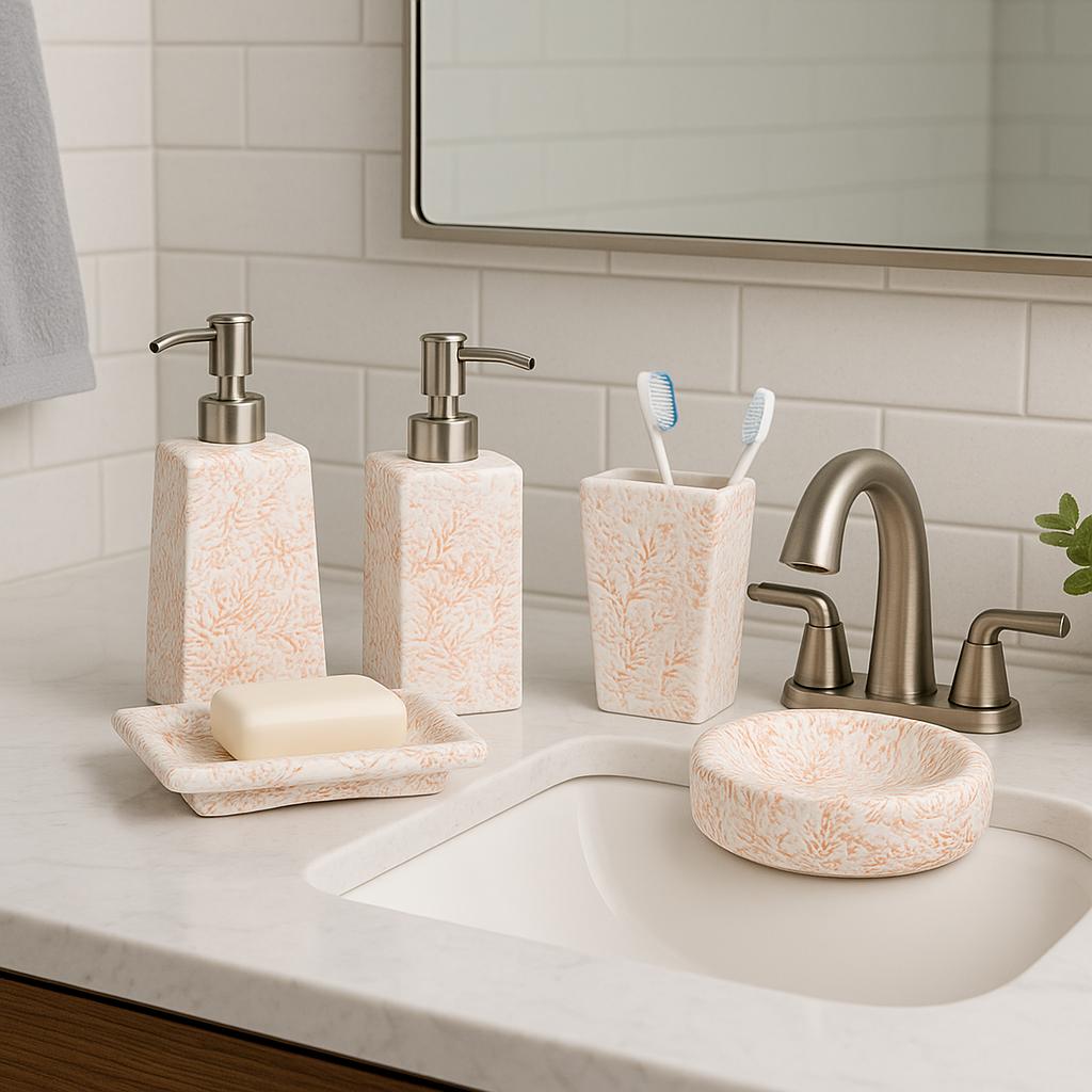 Coral Ceramic Bath Set Deals