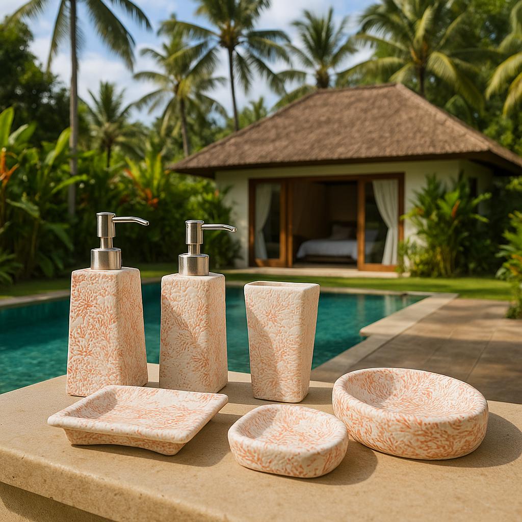 Coral Ceramic Bath Set Deals
