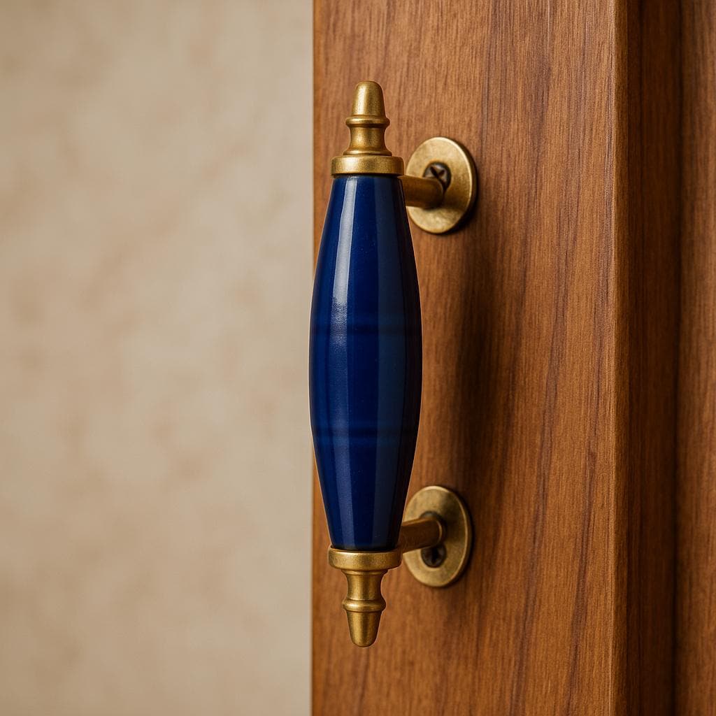 Vintage Blue Brass Cabinet Pulls