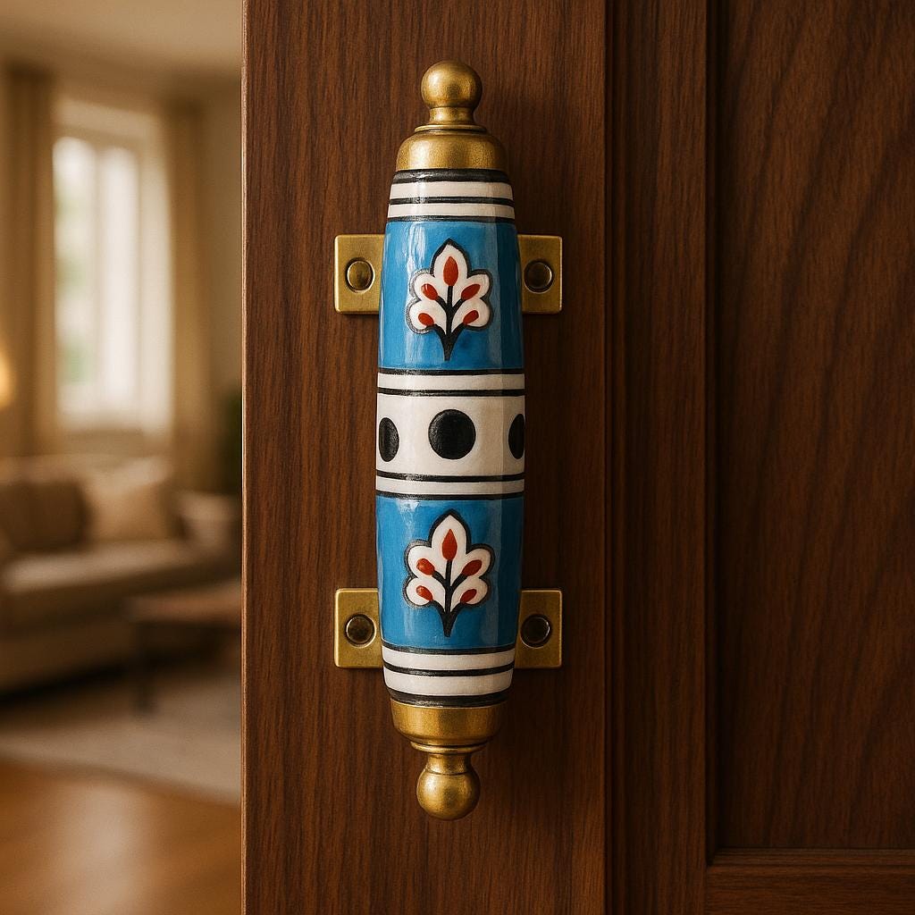 Blue Ceramic Brass Drawer Pulls