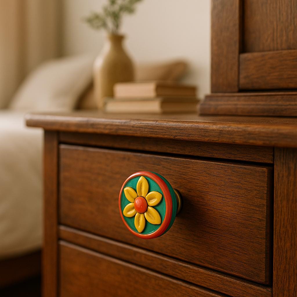 Floral Leaf Ceramic Knobs Set