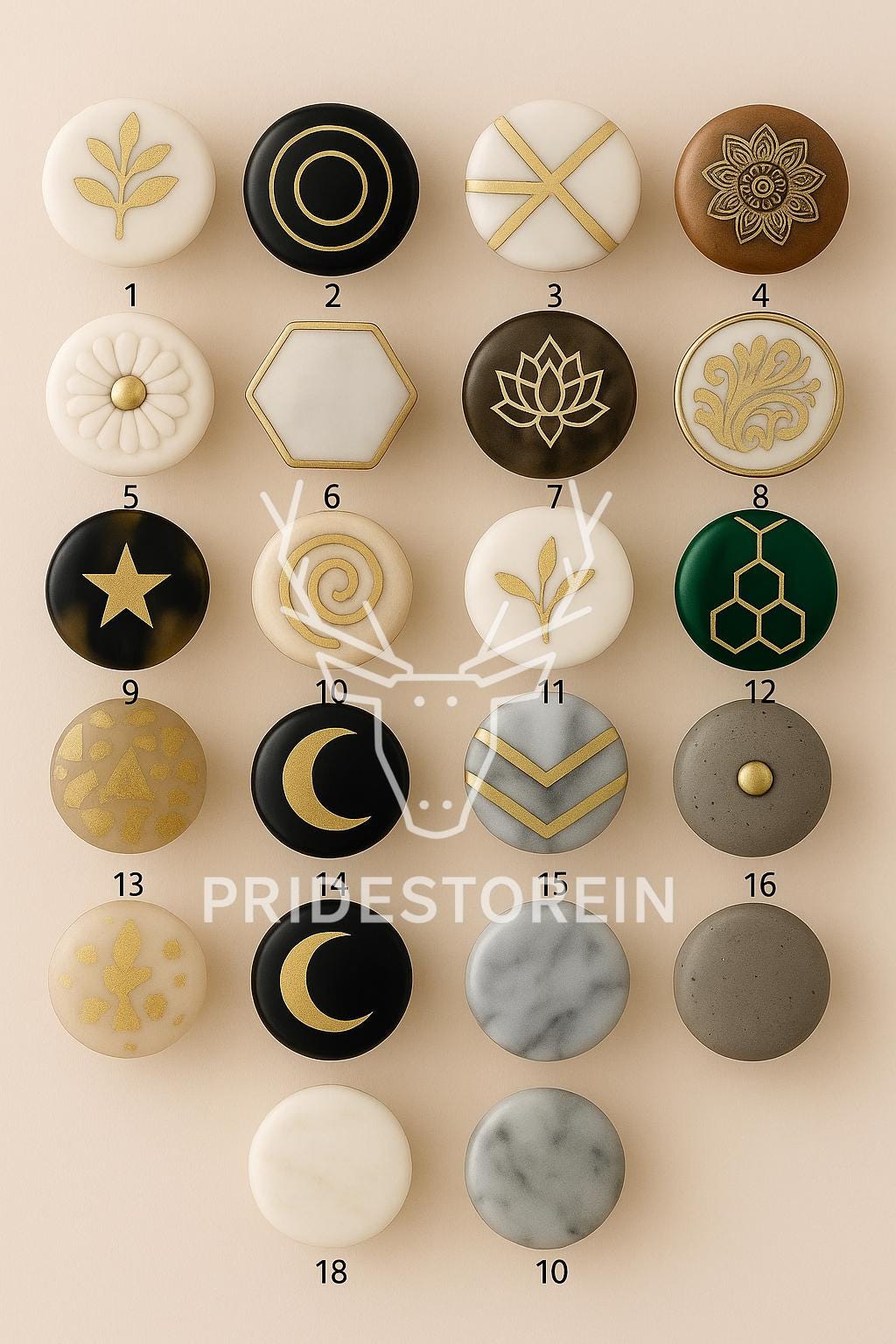 Geometric Brass Knobs Set 10