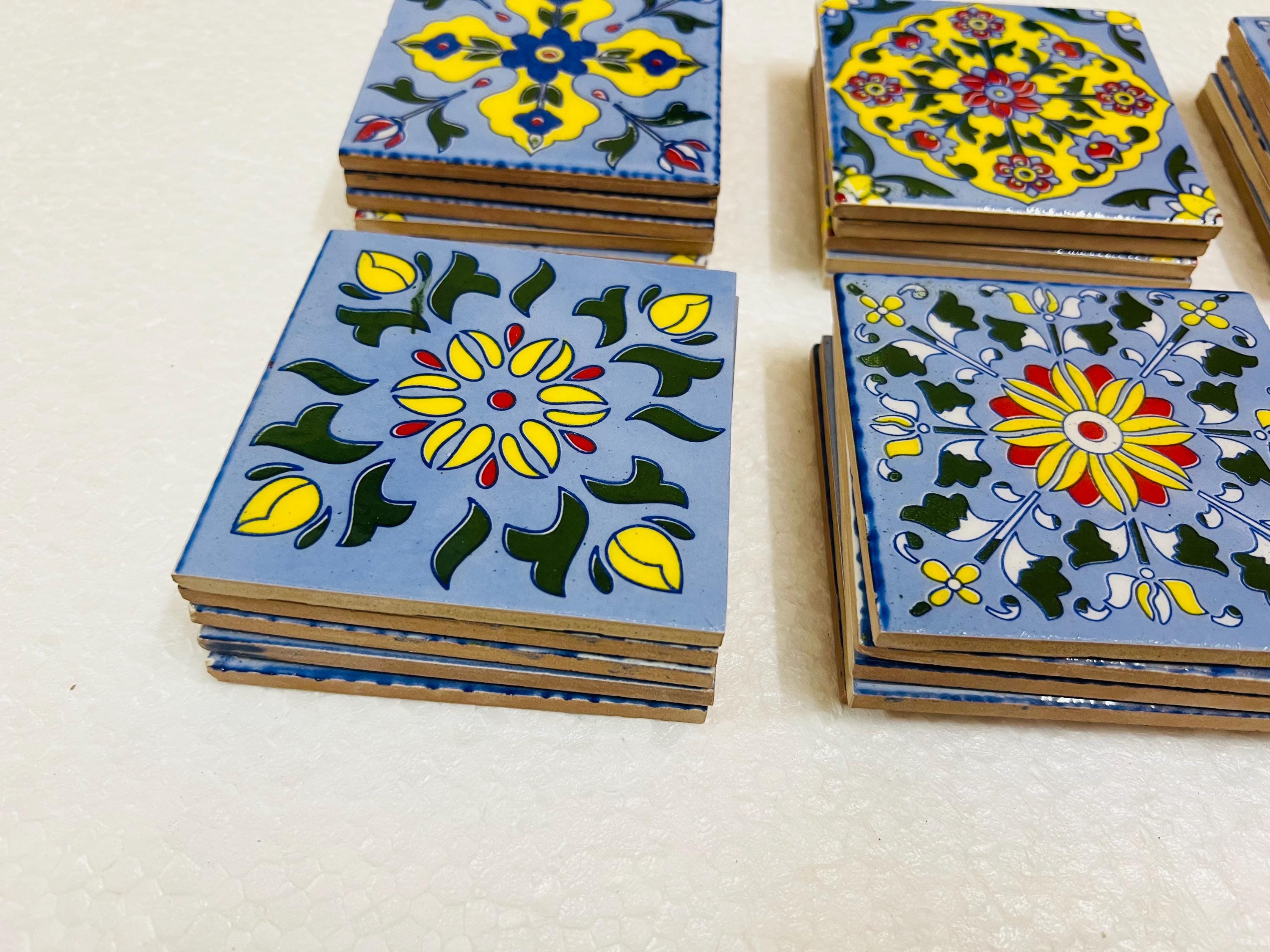 Blue Floral Talavera Tiles Set