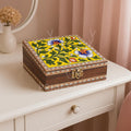 Wooden Jewelry Box - Yellow Floral Tile