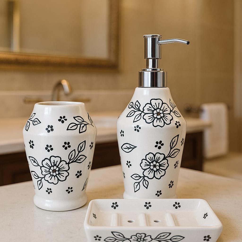 Floral Ceramic Bath Set