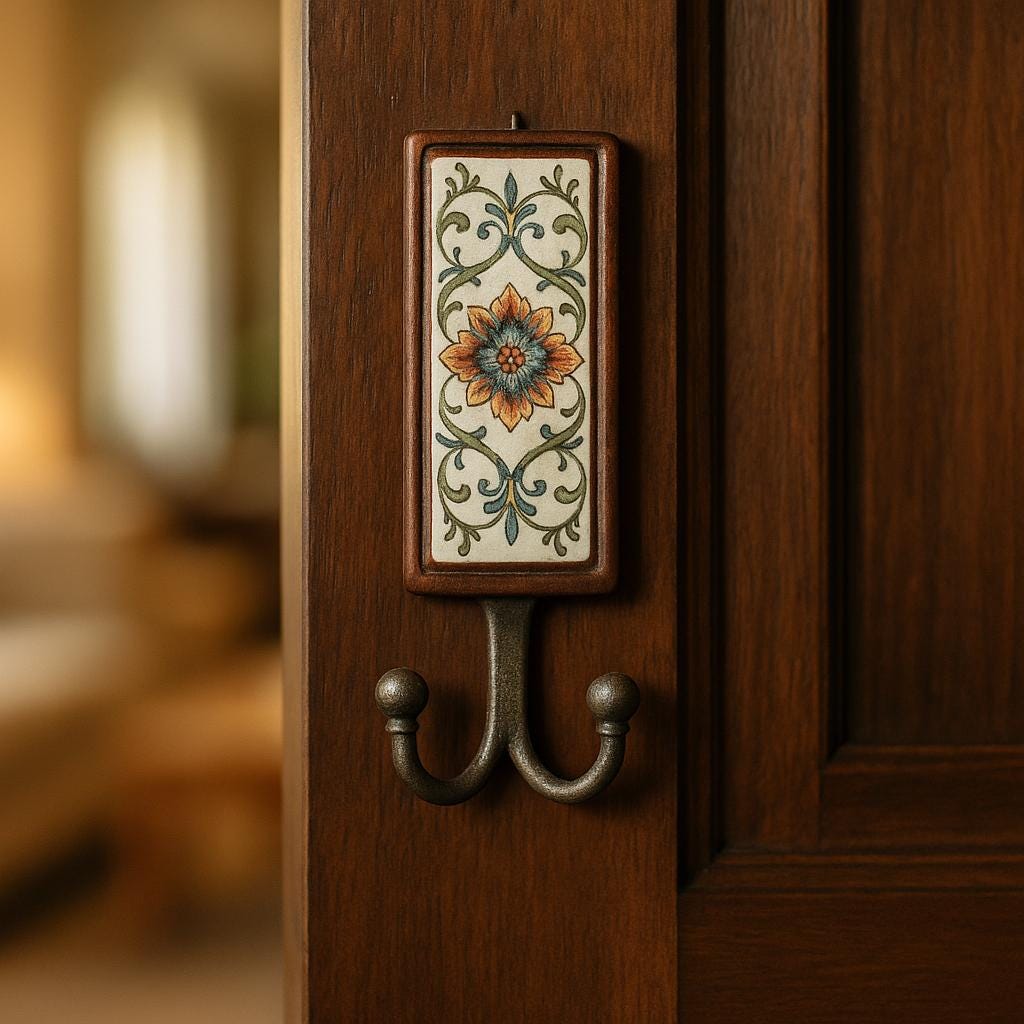 Rustic Wooden Wall Hook with Vintage Metal Fixtures for Home Organization