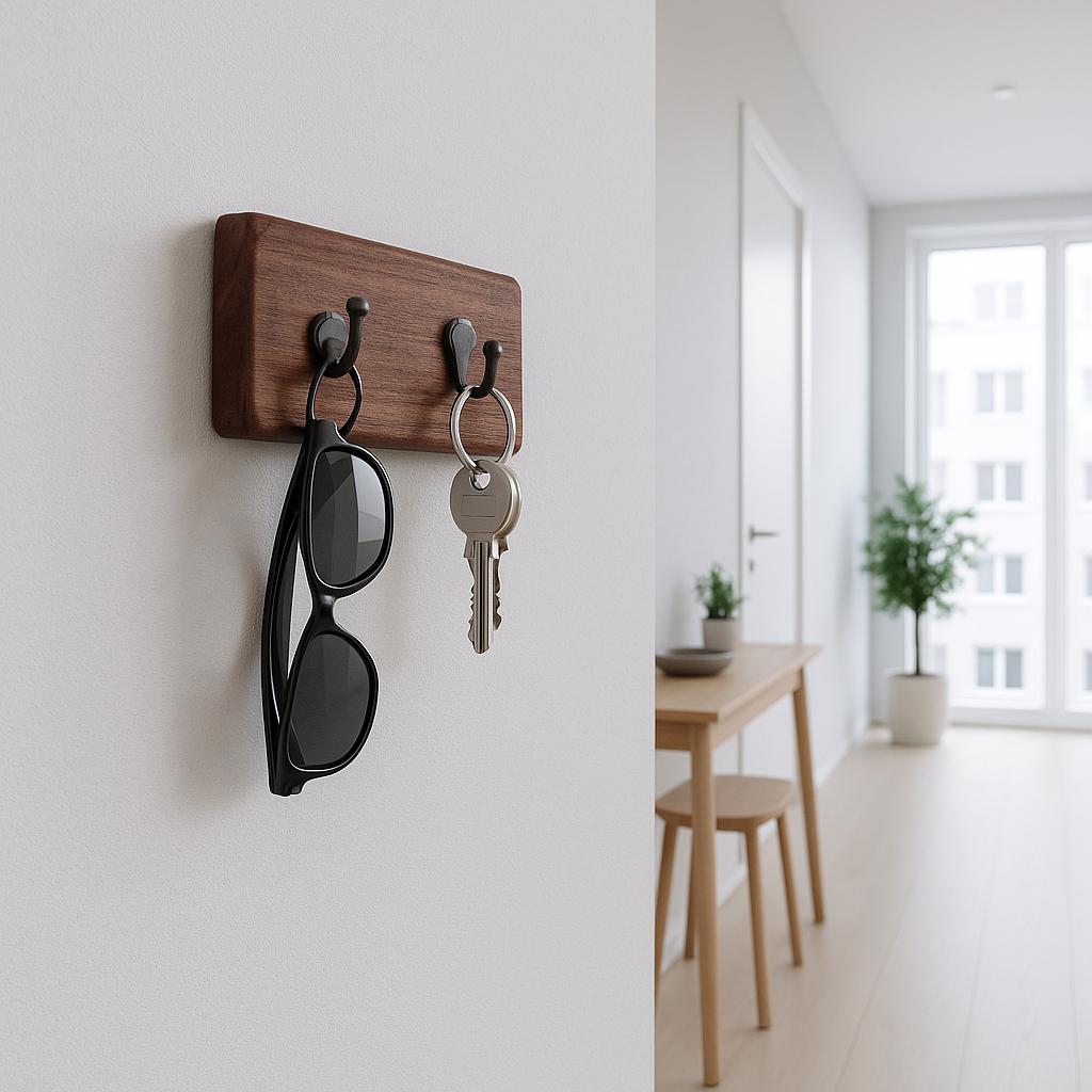 Wall Hook Shelf - Wooden Organizer with Hooks