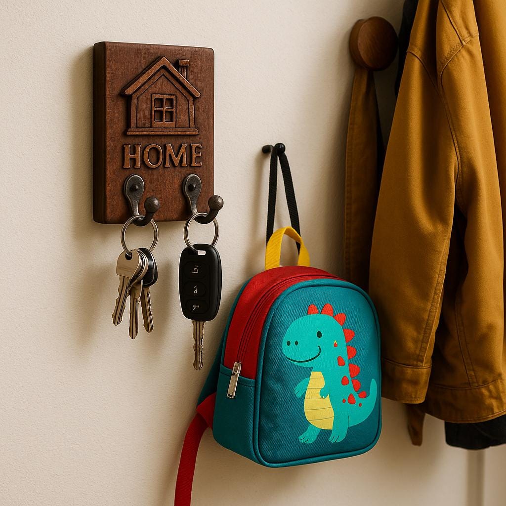 Wall Hook Shelf - Wooden Organizer with Hooks