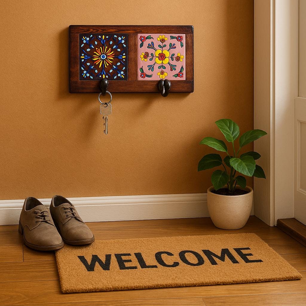 Wooden Wall Hook - Vibrant Floral Design