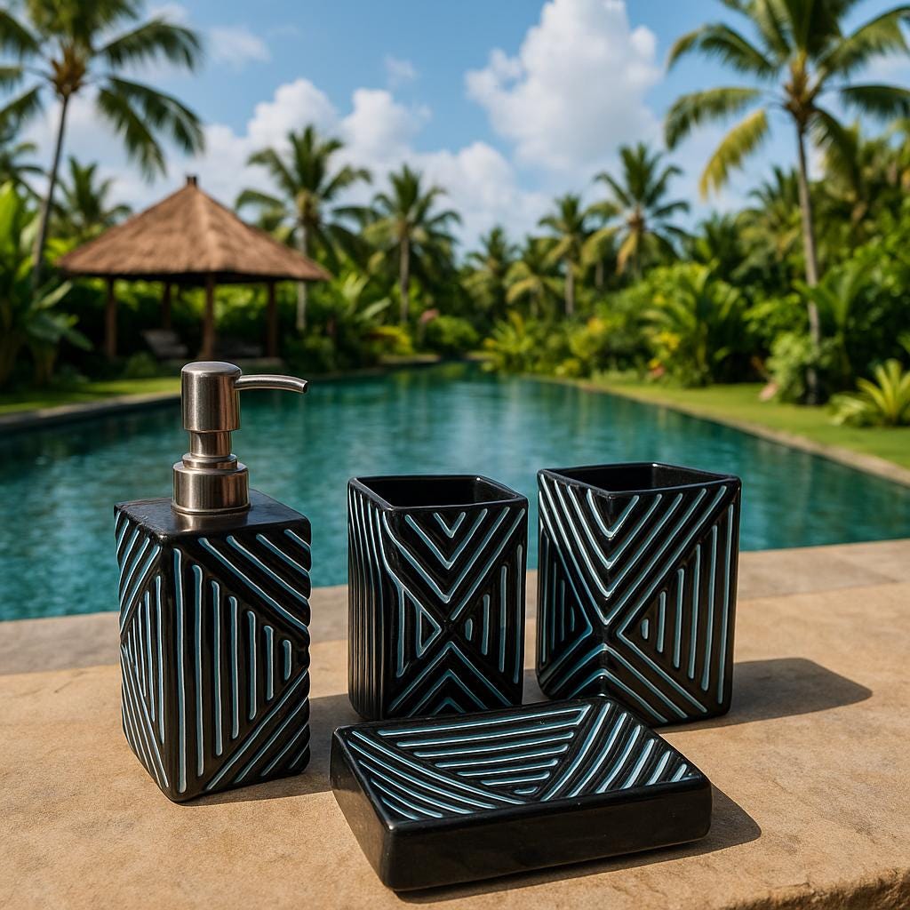 Modern Black & Blue Bath Set
