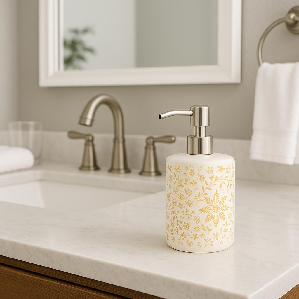 Golden Floral Soap Dispenser