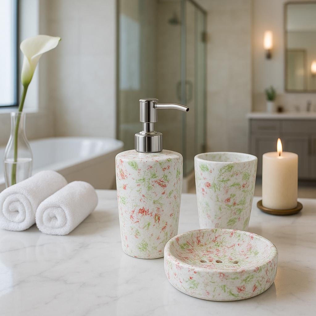 Rustic Floral Bathroom Set