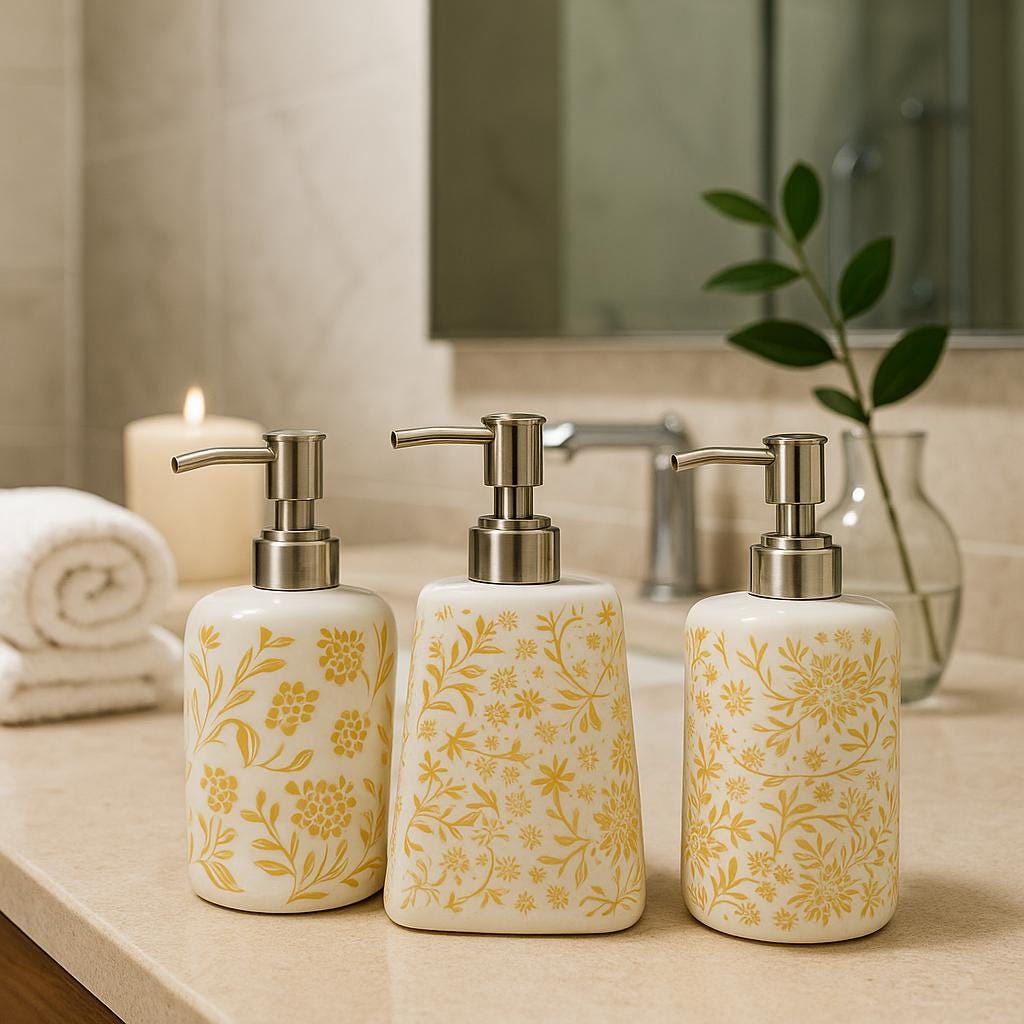 Chic Floral Soap Dispenser Set