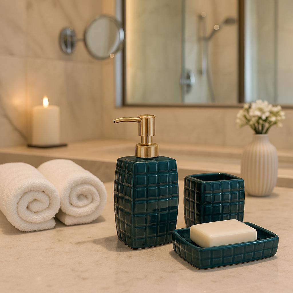 Chic Green Ceramic Bath Set