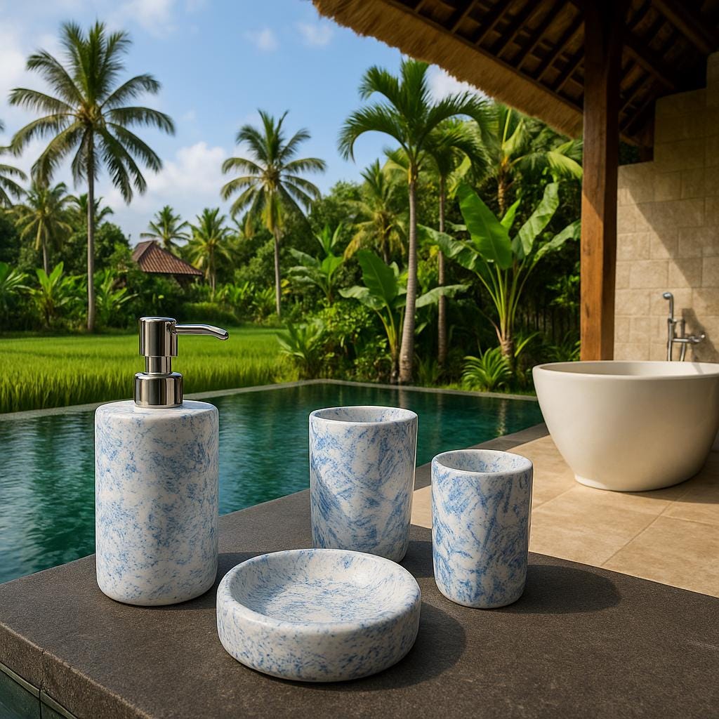Elegant Blue Marble Bath Set