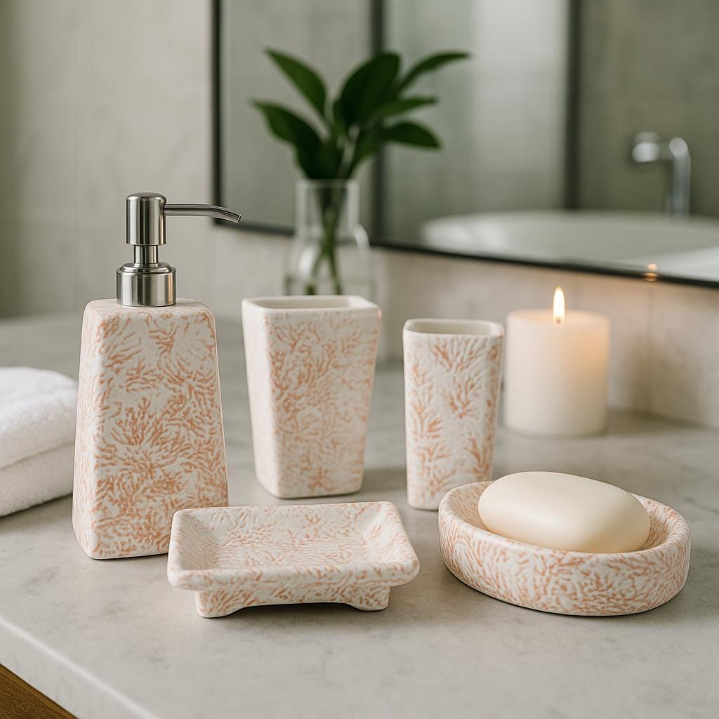 Coral Ceramic Bath Set Deals