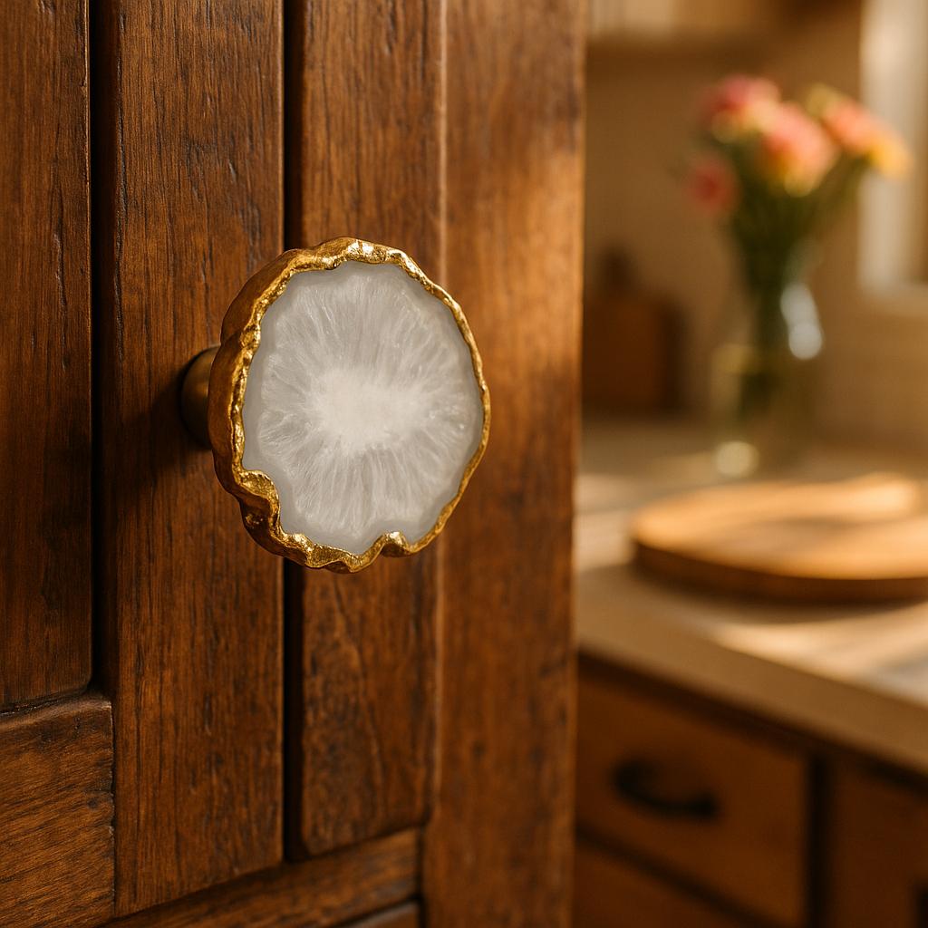 Stunning Natural Agate Coaster with Gold Edges - Perfect for Home Decor or Gifts!