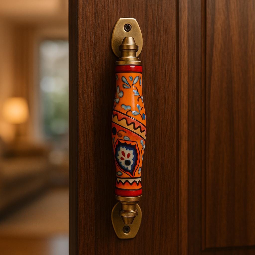 Vintage Ceramic Door Handles Set