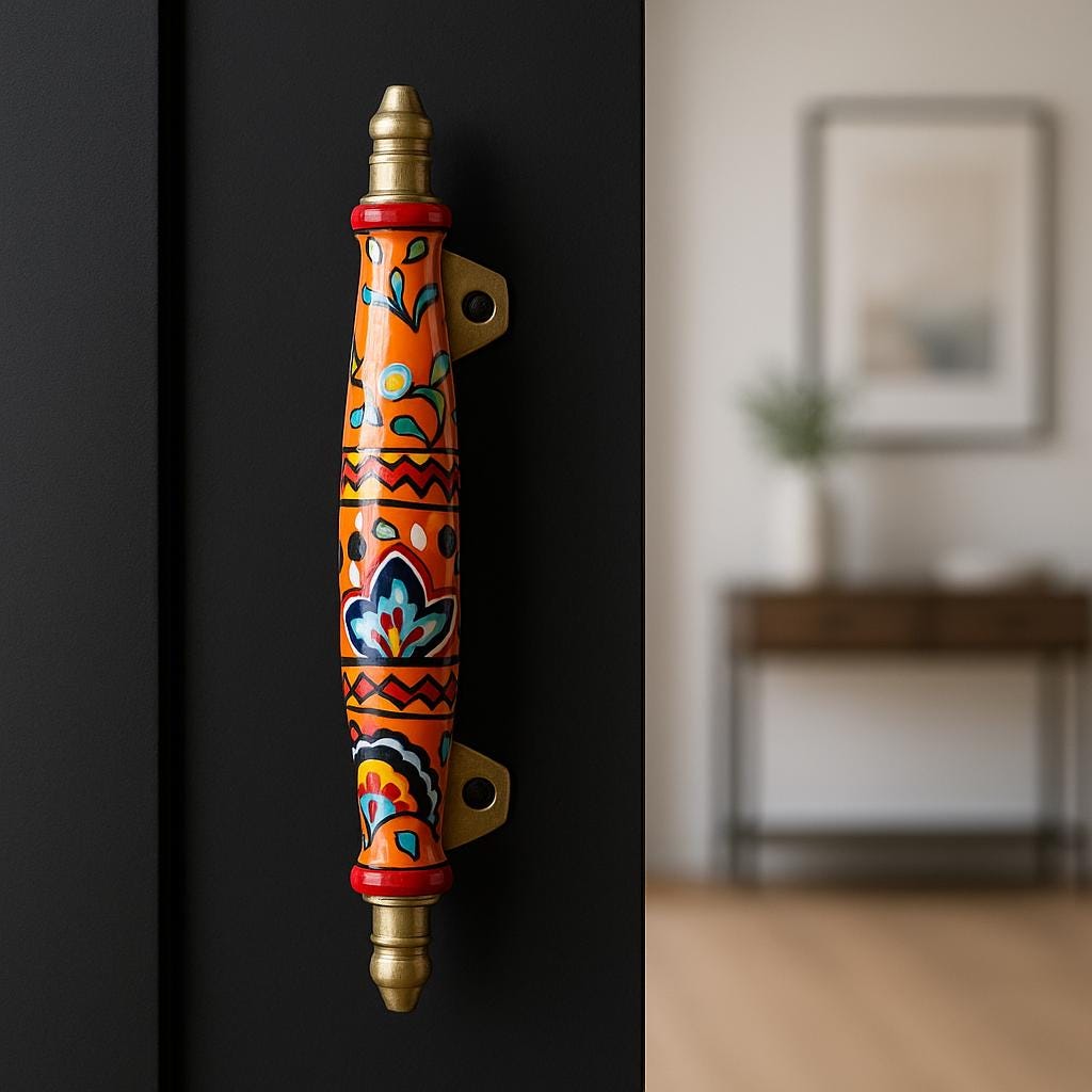 Vintage Ceramic Door Handles Set