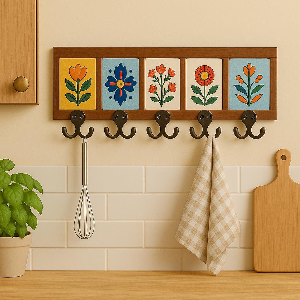 Colorful Tile Key Rack Decor